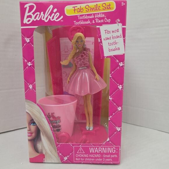 Barbie Toothbrush Holder Brush & Rinse Cup Girls Bathroom NEW - Picture 1 of 4